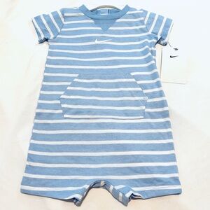 NEW Nike Logo Striped Romper Blue & White 9 Months